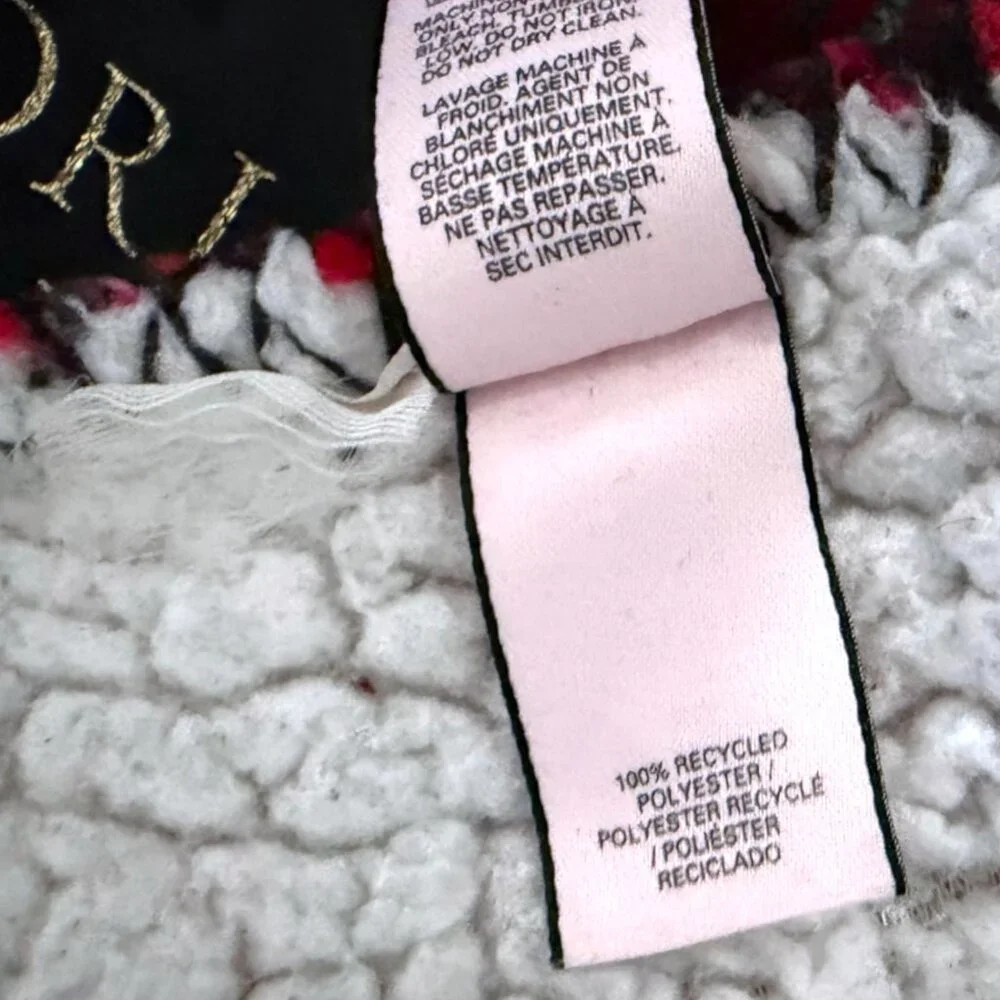 Victoria's Secret Red Plaid Sherpa Throw Blanket 50x60 Cozy Holiday Cabin